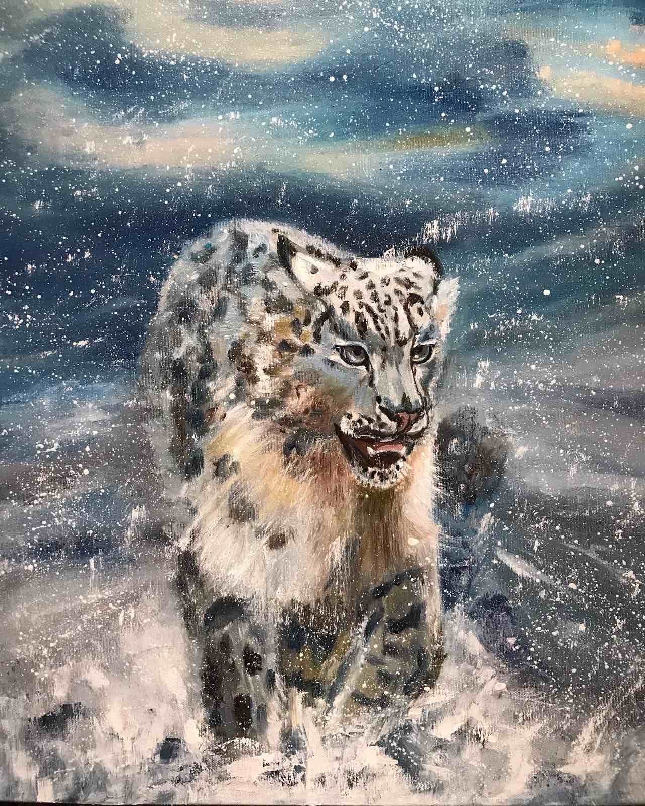 Snow leopard Painting by Yana Khlyebnikova - Jose Art Gallery