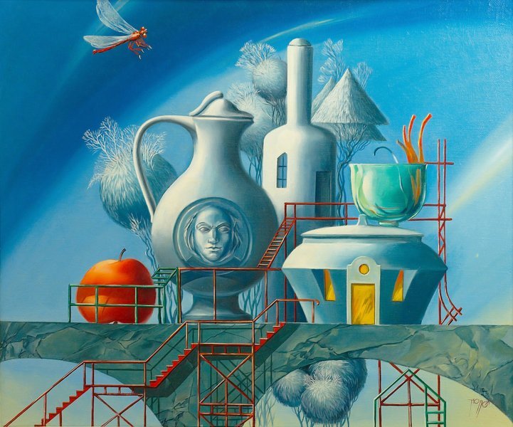Surrealism Still-Life Painting Giant's Dinner by painter Sergey Tyupo oil canvas 