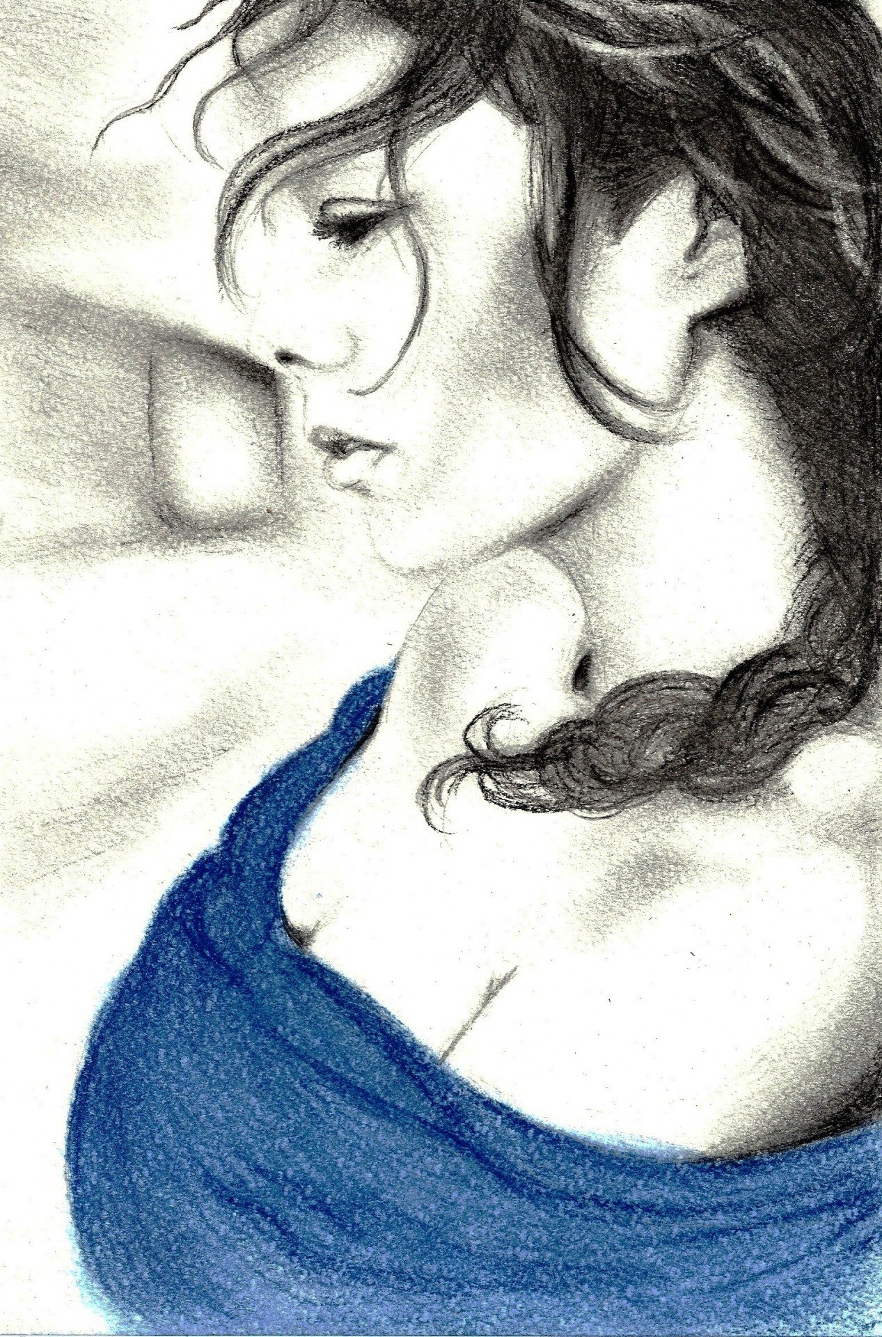Embraced In Blue Painting by Tatiana Loreen