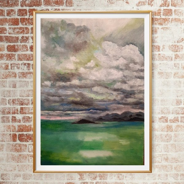 Abstractionnisme Paysage marin Peinture "Accalmie" peintre Elena Uryaseva huile toile 