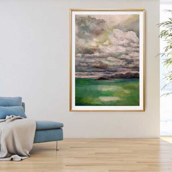 Image supplémentaire 1: Abstractionnisme Paysage marin Peinture "Accalmie", peintre Elena Uryaseva huile toile 