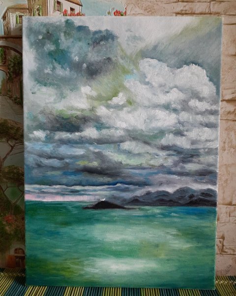 Image supplémentaire 2: Abstractionnisme Paysage marin Peinture "Accalmie", peintre Elena Uryaseva huile toile 