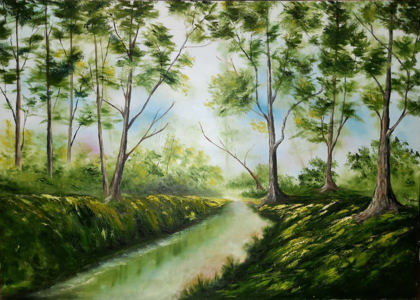 Réalisme Paysage Peinture "Forêt" peintre Elena Uryaseva huile toile 