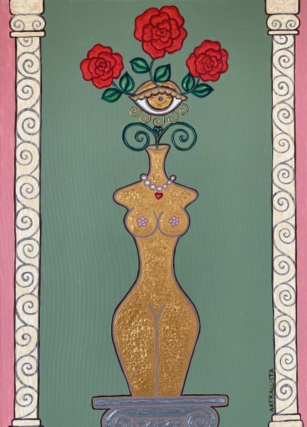 Surrealism Still-Life Painting Vase of Grace by ARTKALLISTA by painter Kallista Ivanova acrylic canvas 