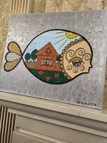 Imagen adicional 4: Art deco Miniatura Pintura "VIDA", pintor Kallista Ivanova acrílico lienzo 