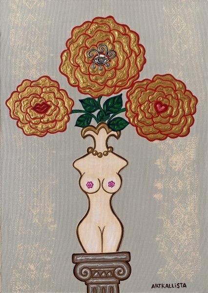 Surrealism Still-Life Painting Soul Bouquet by painter Kallista Ivanova acrylic canvas 