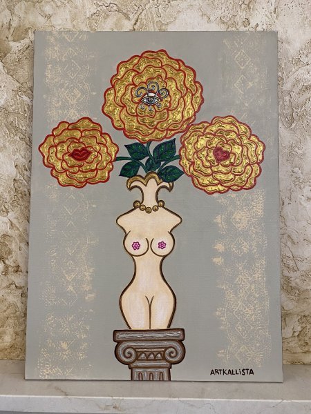 Additional view 3: Surrealism Still-Life Painting Soul Bouquet by painter Kallista Ivanova acrylic canvas 