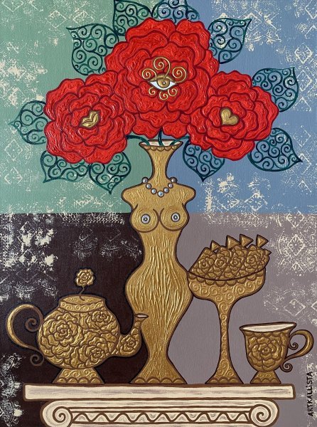 Surrealism Still-Life Painting Still Life by ARTKALLISTA Styl by painter Kallista Ivanova acrylic canvas 
