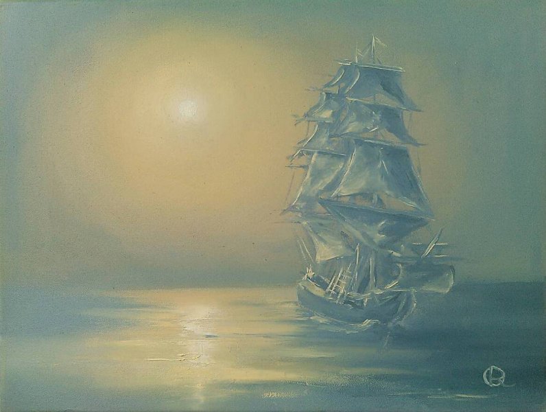 Beyond the fogs ... Painting by Oleg Ryzhkov