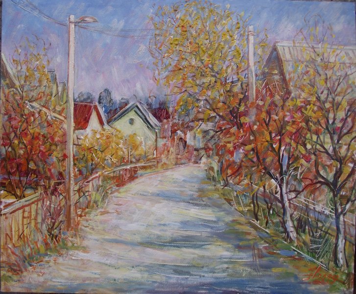 Autumn in Irpen. Painting by Valentine Negresco