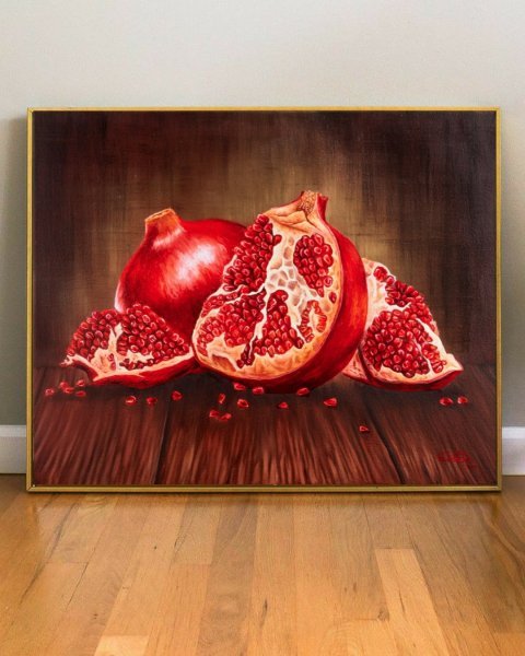 Heart of pomegranate Painting by Valentyna Ivanova