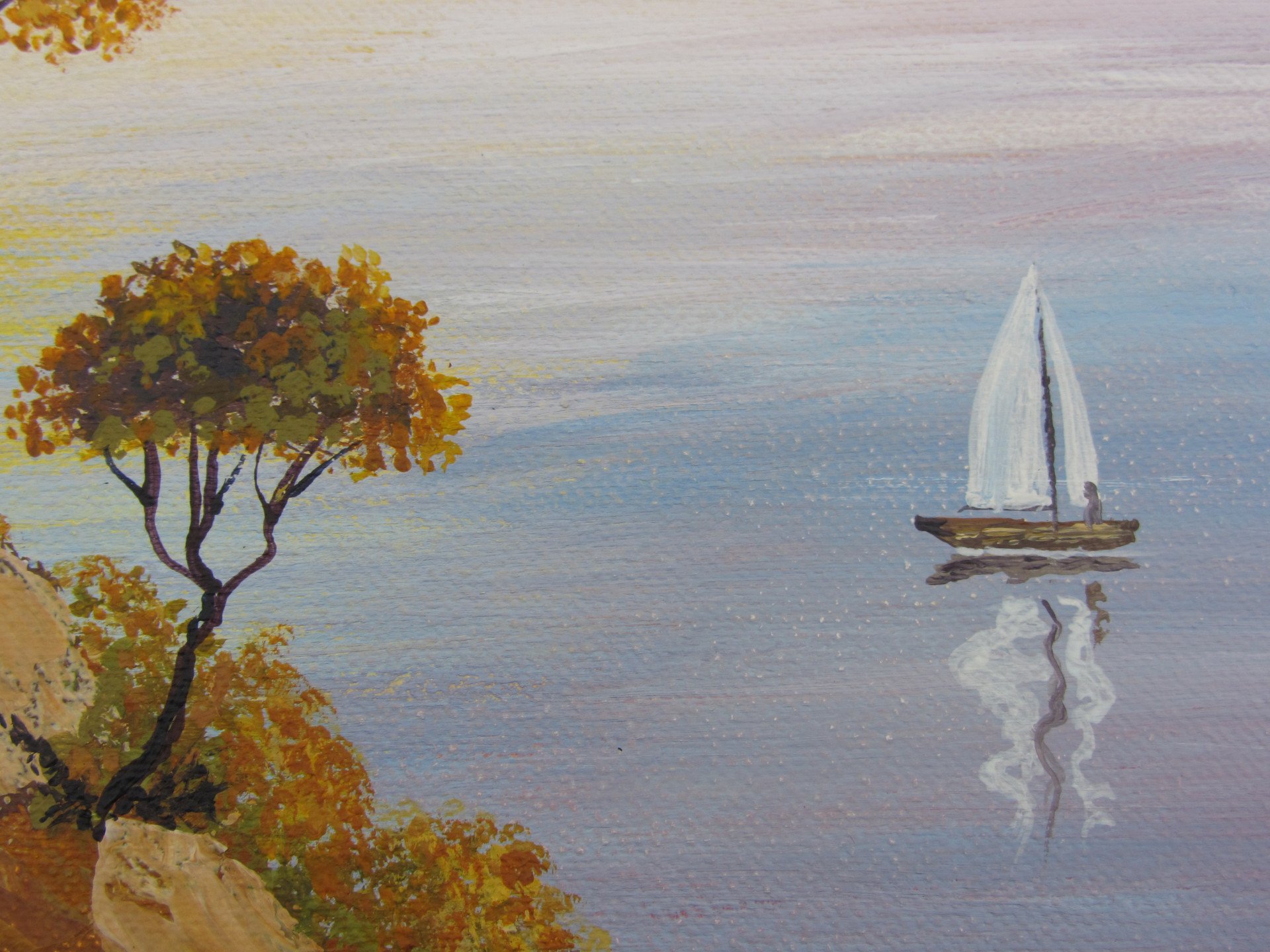Sunset over the Bay - painting