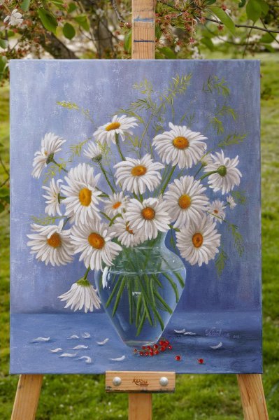 Chamomile Painting by Valentyna Ivanova - Jose Art Gallery