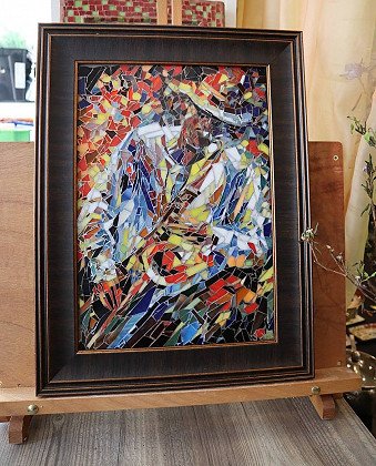 Painting "Saxophonist. Musician. Jazz" | Artist Larisa Rudneva | Jose Art Gallery