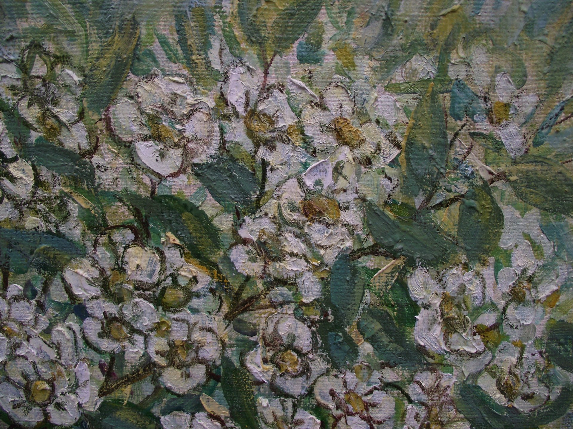 Jasmine branches in a vase. - painting