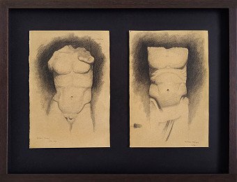 Drawing "Roman torsos couple" | Artist Antonio Moreno | Jose Art Gallery