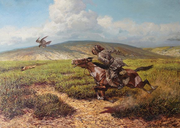 Hunting in the steppe.