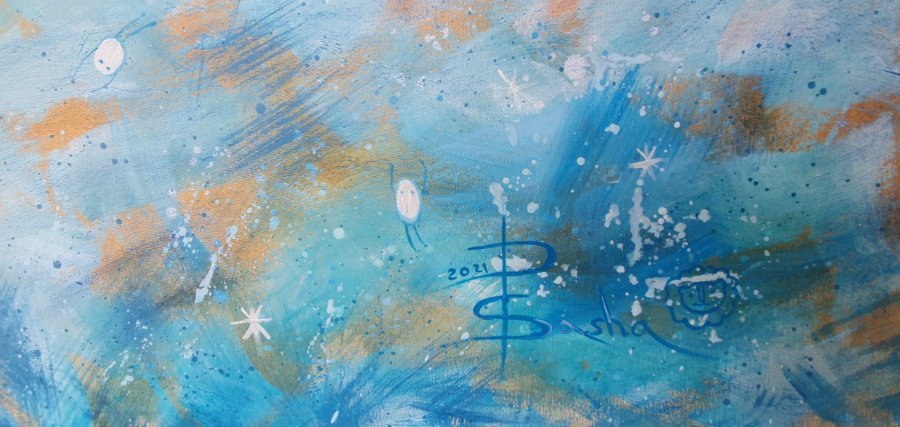 Additional view 3: Naïve Art Animal Painting Snow in the middle of summer by painter Aleksandra Paranchenko acrylic canvas 