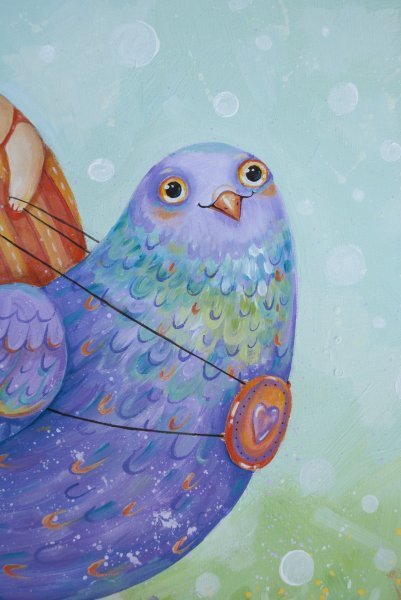 Bird riding Painting by Aleksandra Paranchenko