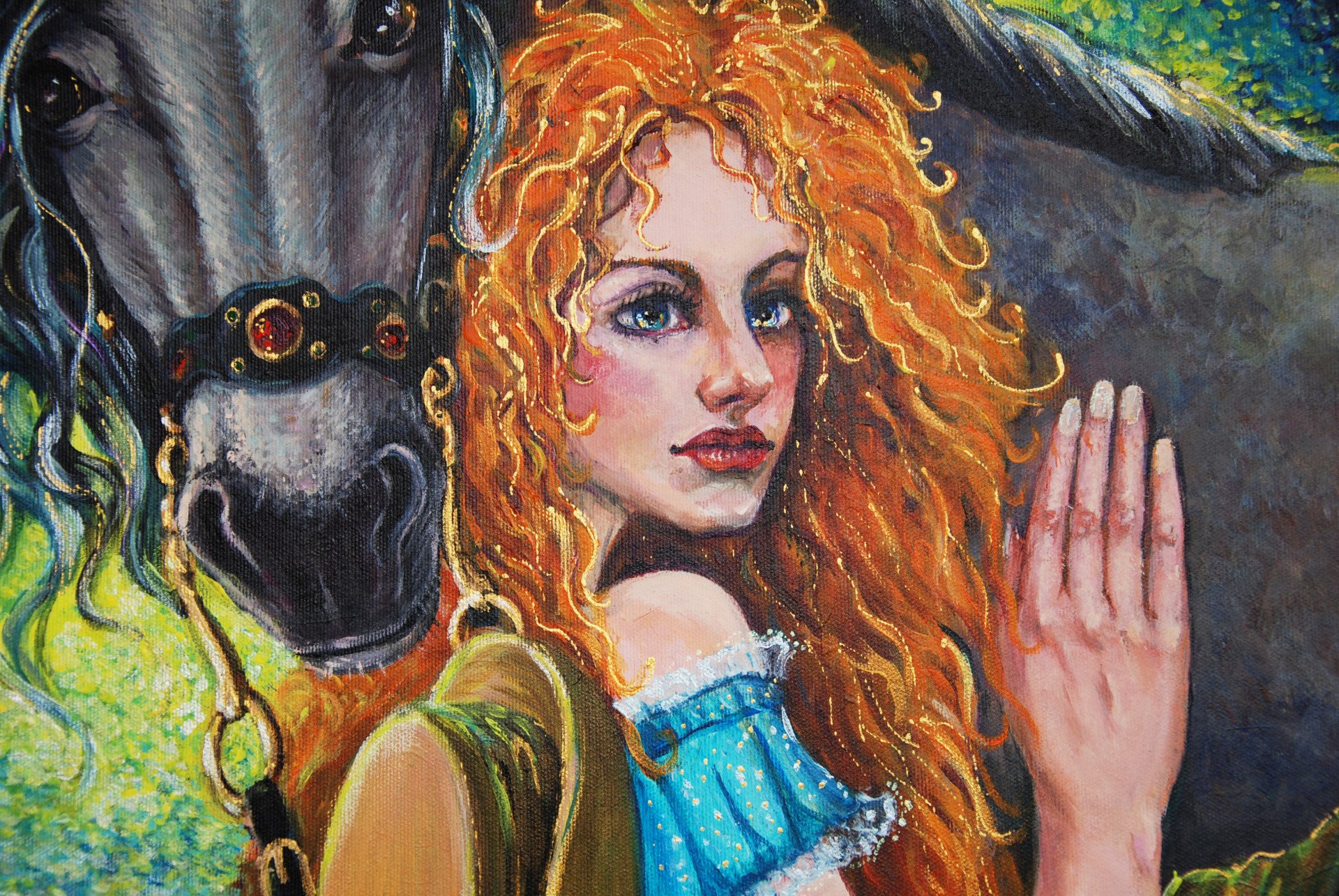 Girl with the Horse Painting by Halyna Mur Jose Art Gallery