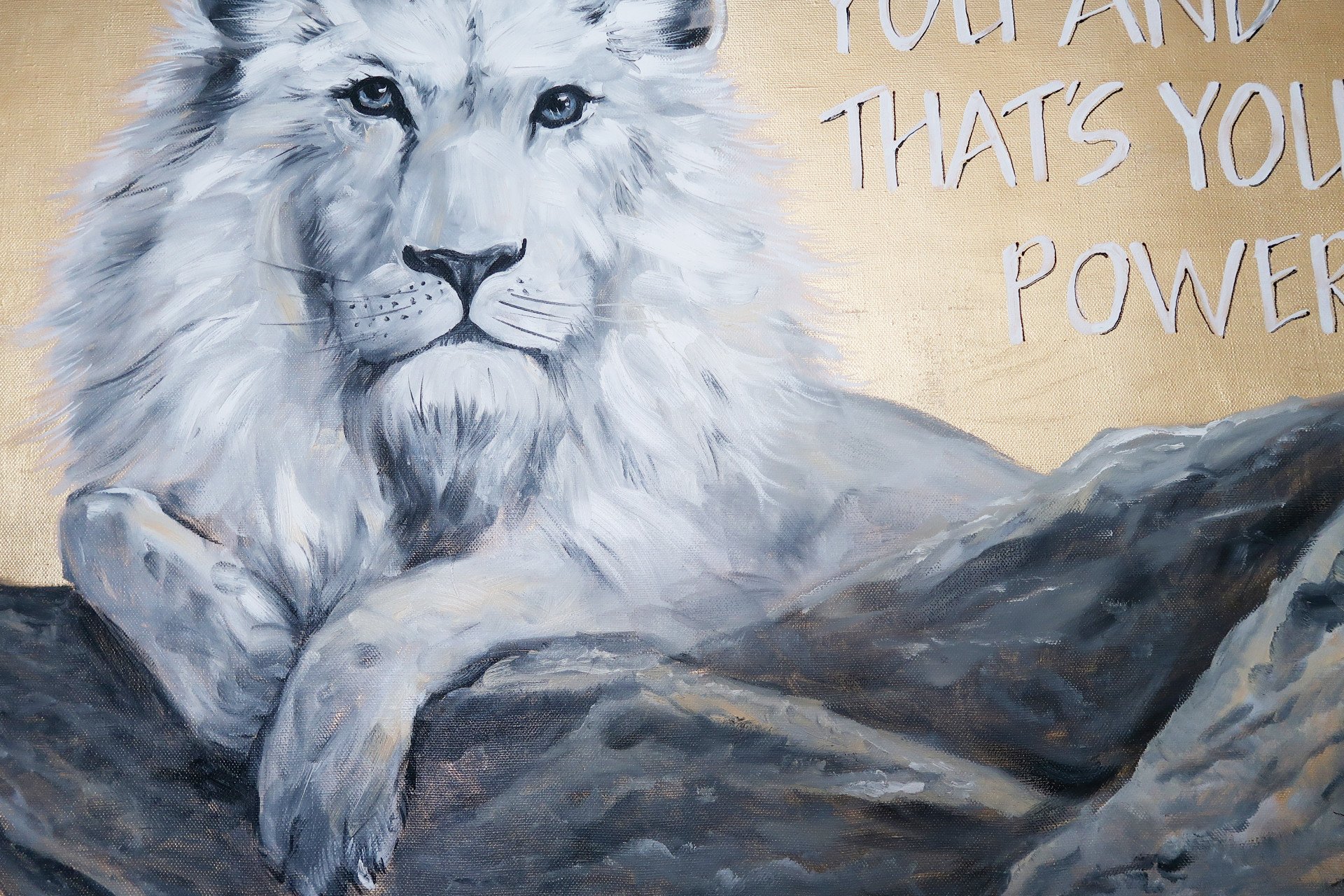 White Lion oil painting Painting by Nikolay Kharitonov