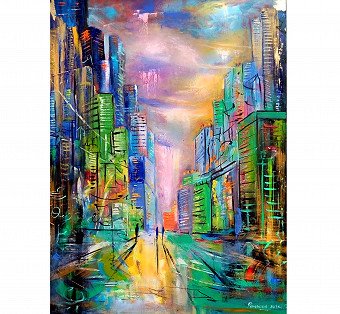 City shadows painting