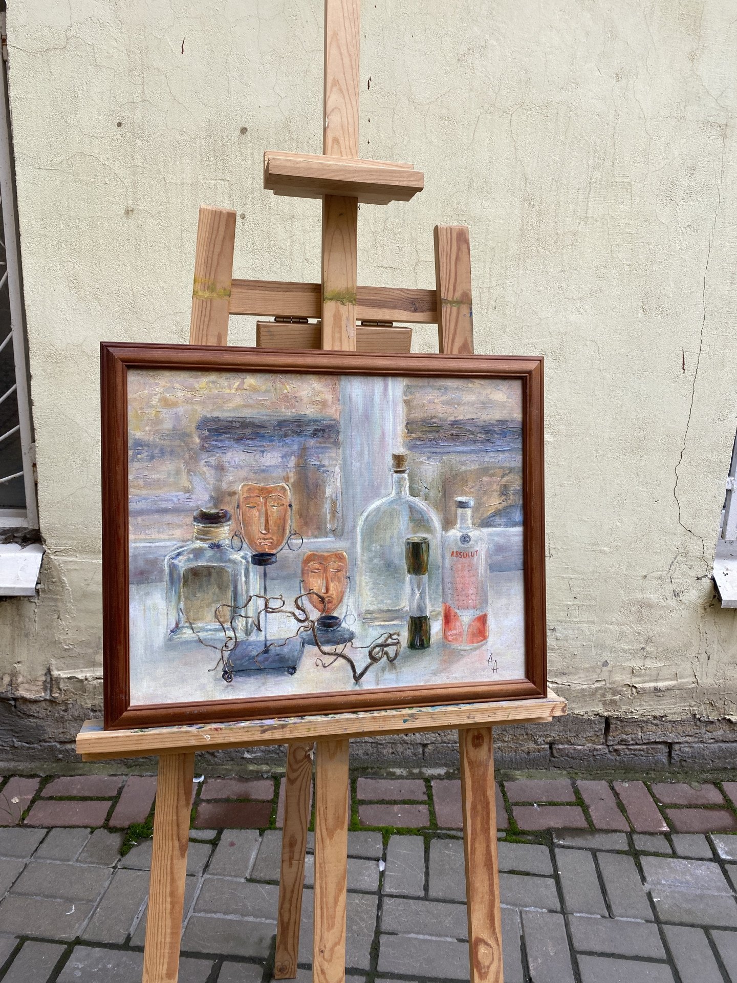 Натюрморт с бутылками - painting