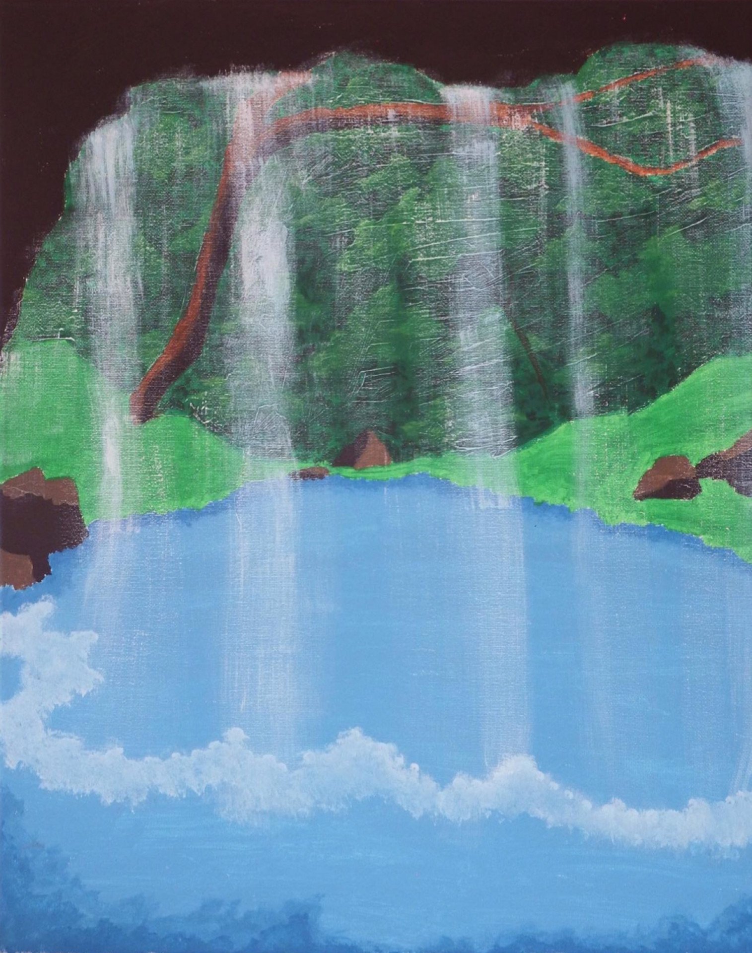Calming Waterfall Painting by Mirte Reuvers