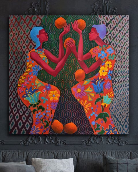 Additional view 1: Surrealism Still-Life Painting DANCE WITH ORANGES by painter MARINA Venediktova oil canvas 