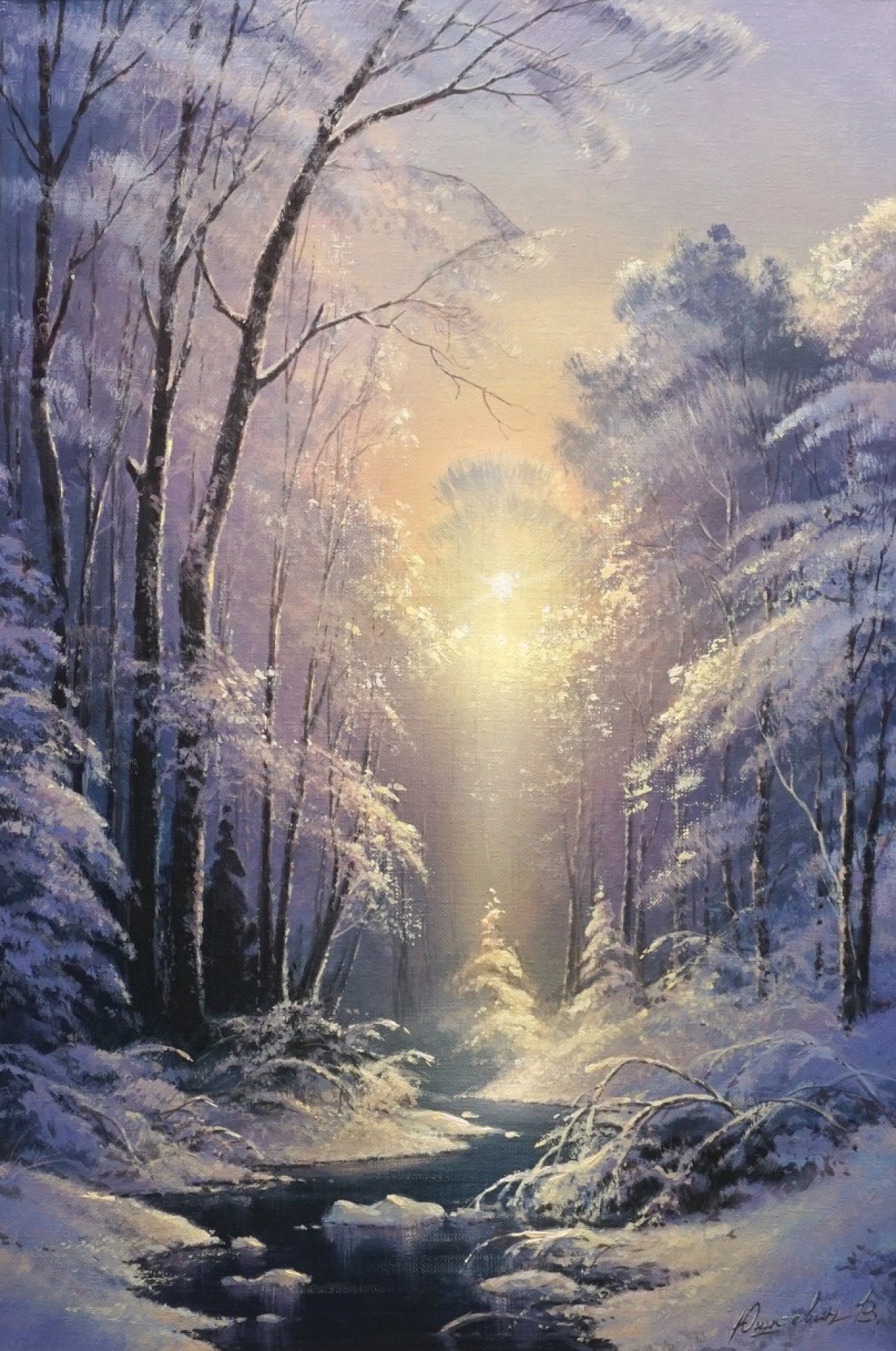 Winter mistery Painting by Viktar Yushkevich Yuvart