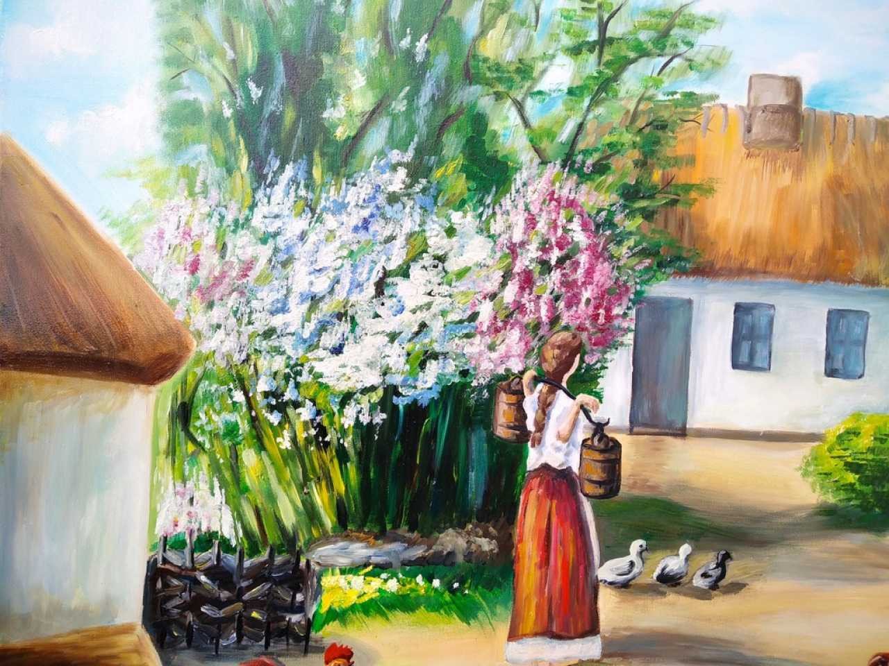 Картина «Українське село», Любов Огороднік - Jose Art Gallery