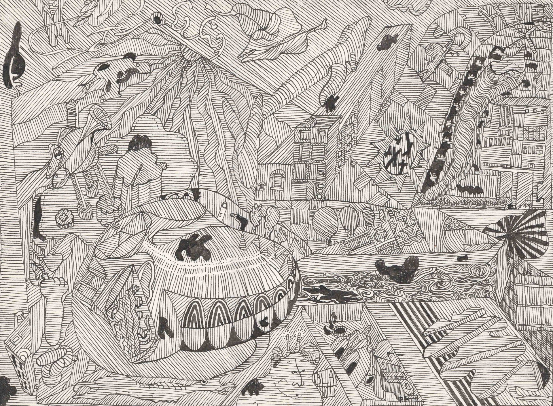 Amorphous Landscape Drawing - Sandro Cocco
