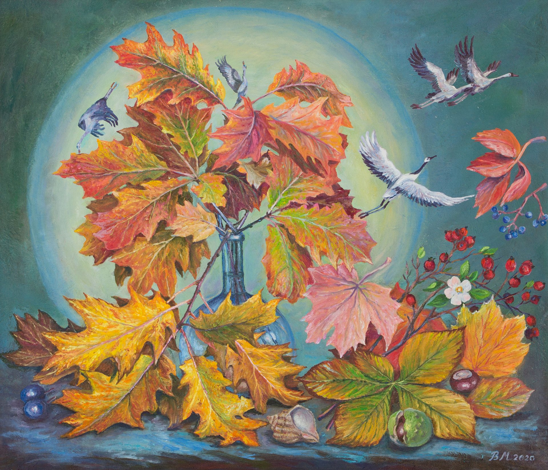 Autumn leaves Digital Art - Valentina Matienko