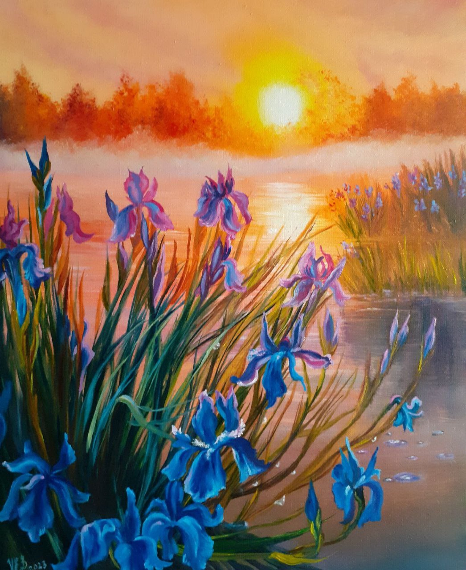 Irises. Painting by Elena Kheveleva Jose Art Gallery