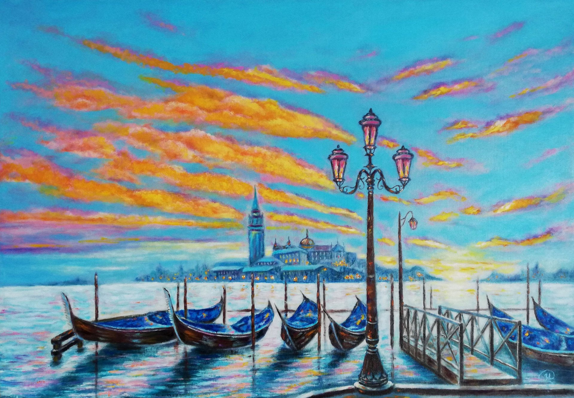 Sunset in Venice Painting by Iryna Fedarava