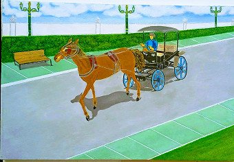 Painting "Nitih Andong'" by painter Ricky Maurits oil canvas at Jose Art Gallery