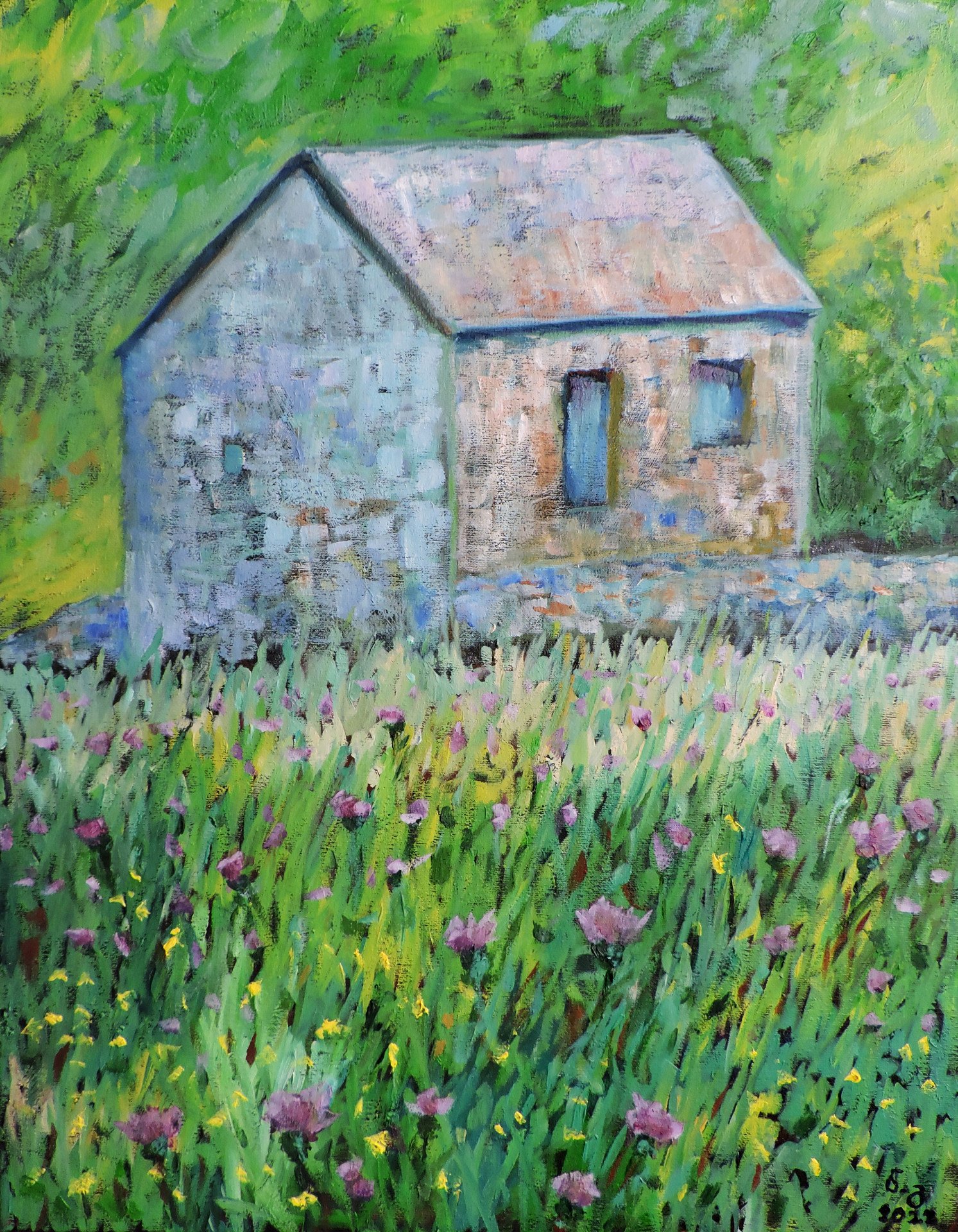 Stone house Painting by Nino Gudadze Jose Art Gallery