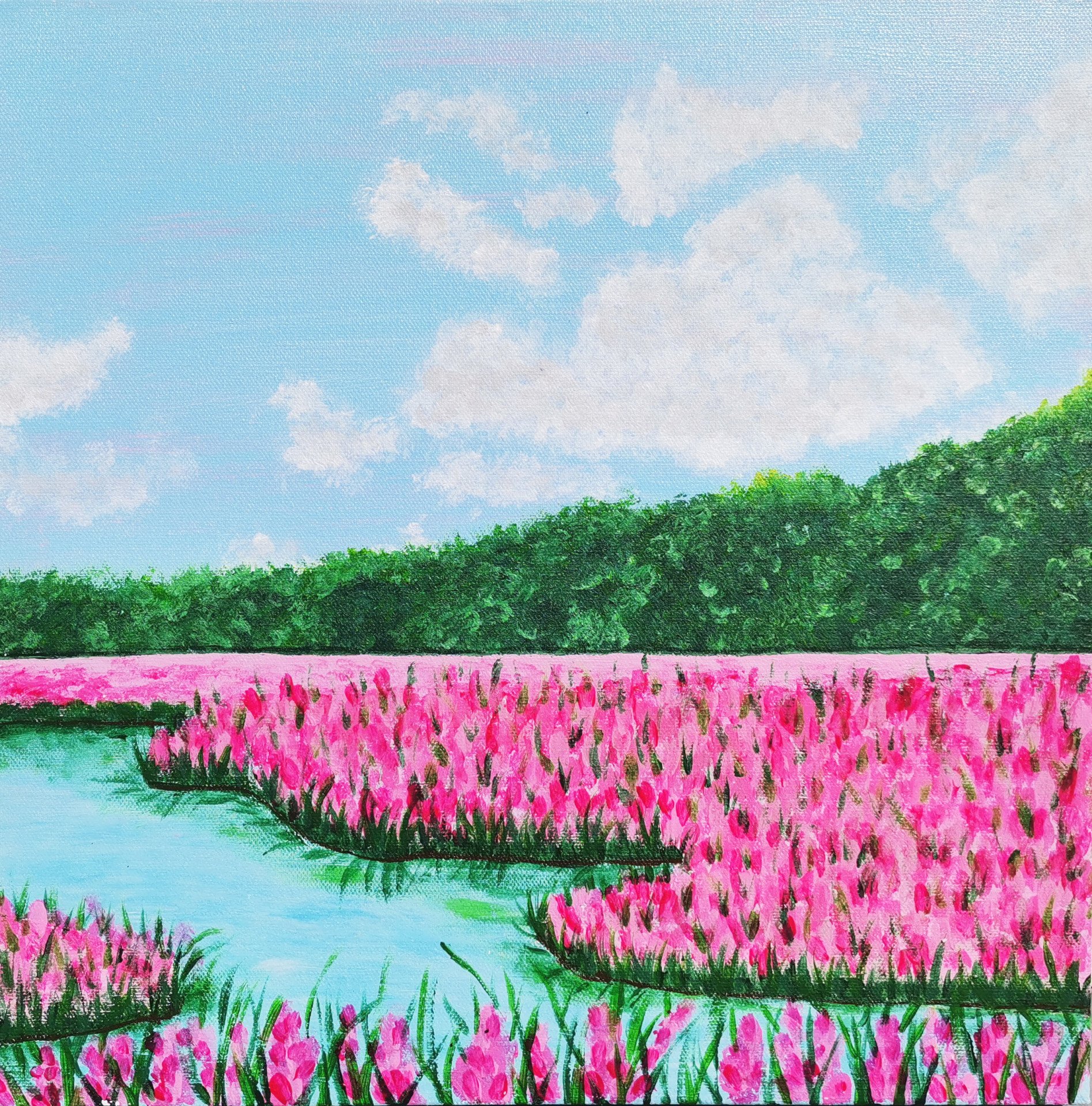 Pink field Painting by Anna Kazak - Jose Art Gallery