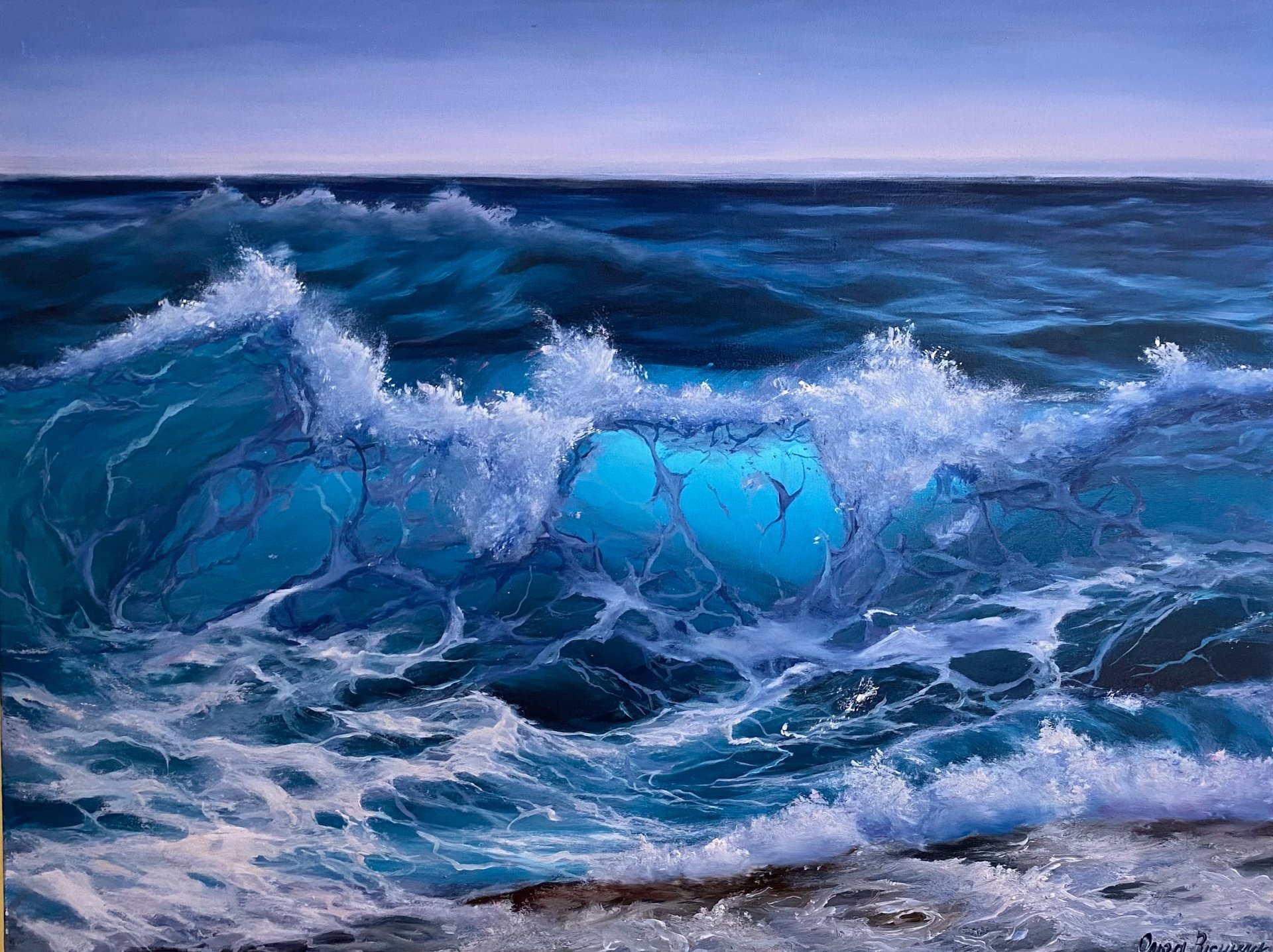 Blue water Painting by Olha Rusynchuk - Jose Art Gallery