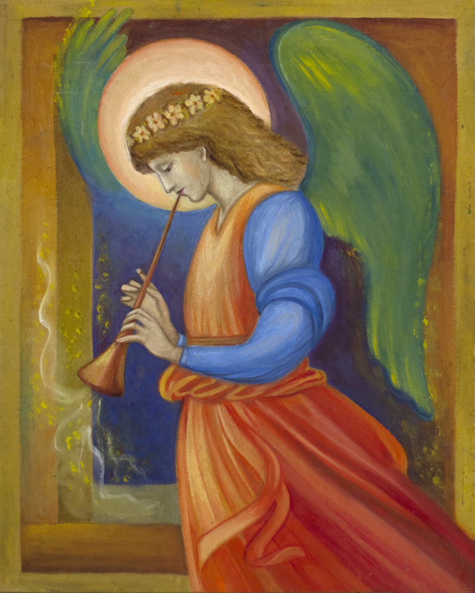 Painting Angel with a flute Painting by Elena Gerasimova