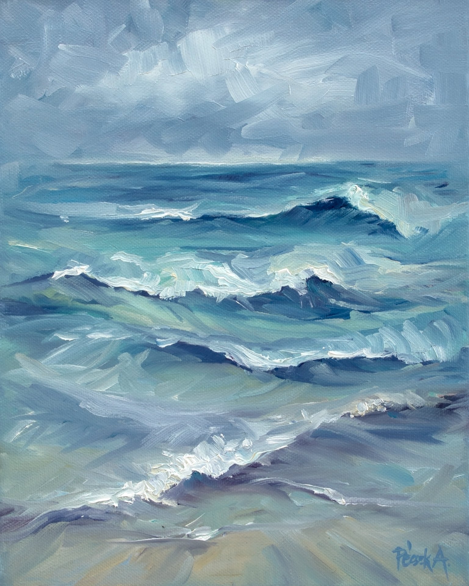 Волны Painting by Adrienn Pécsek - Jose Art Gallery