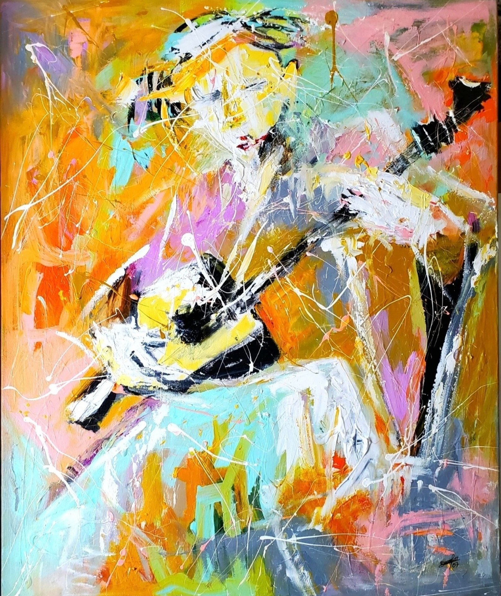 White instrument Drawing - Ndak Fall - Jose Art Gallery