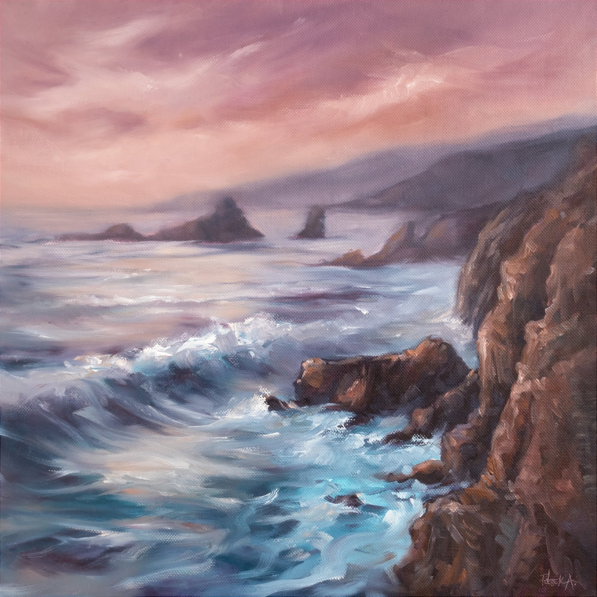 Big Sur Sunset Painting by Adrienn Pécsek - Jose Art Gallery