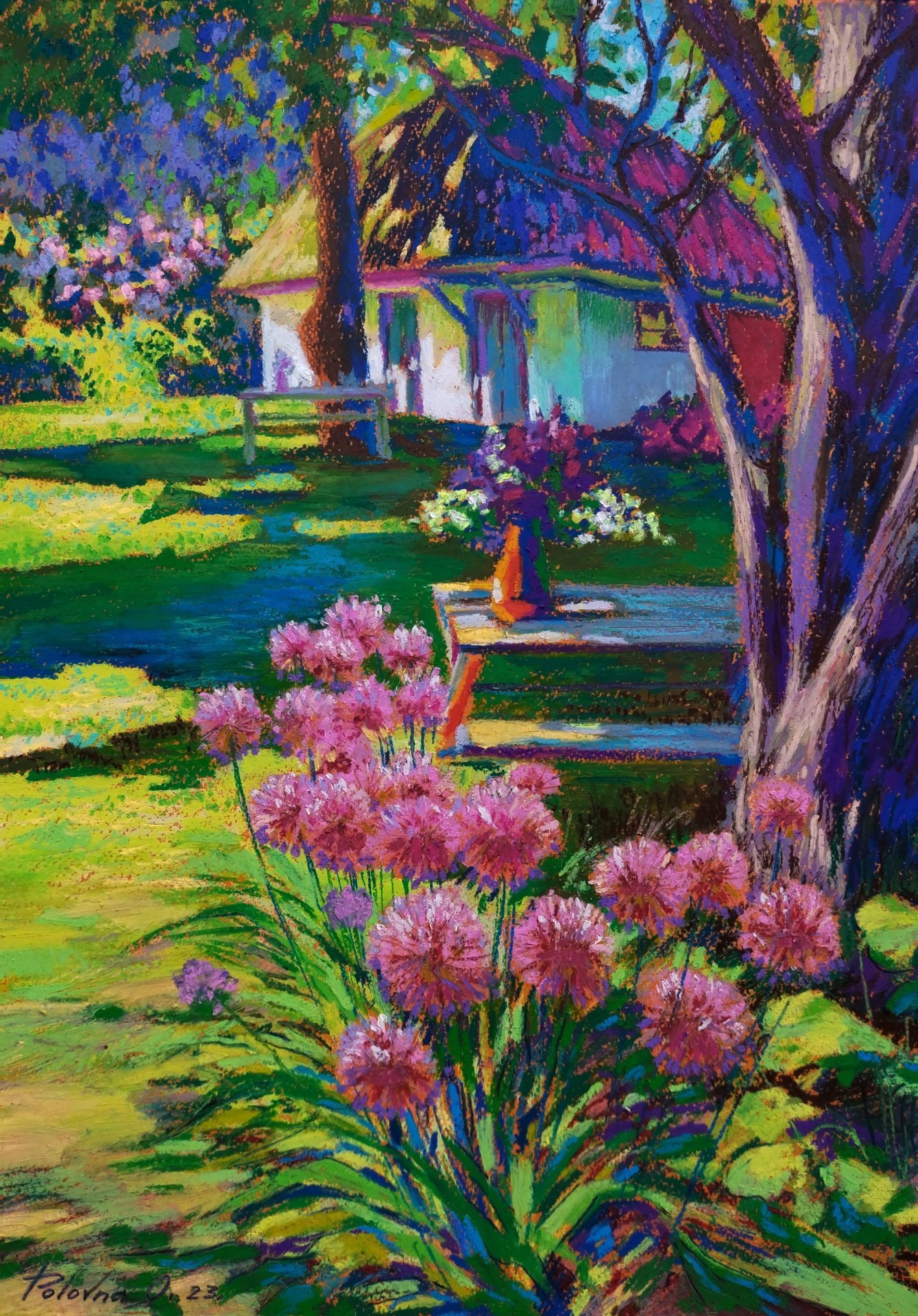 Ukrainian courtyard Painting by Olena Polovna - Jose Art Gallery