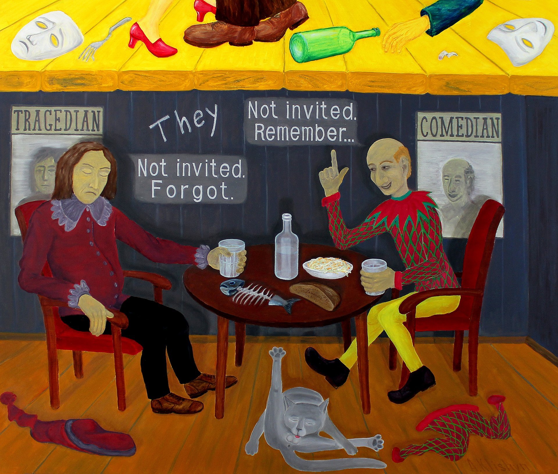 Not invited Painting by Andriy Klishyn - Jose Art Gallery
