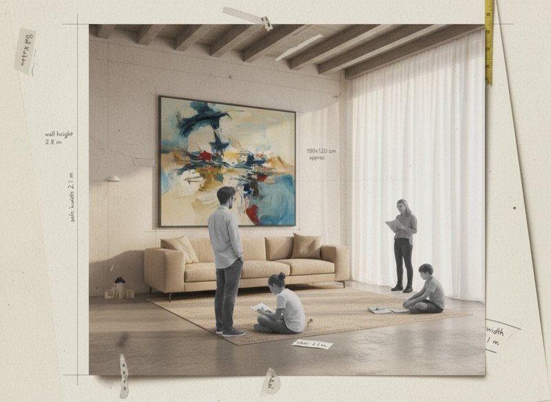 Oversized painting can visually enlarge even a compact space.